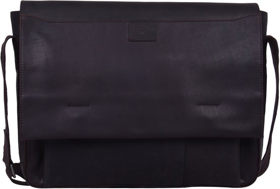 strellson Cuir Sac à épaule bandoulière Sac d'ordinateur portable pour ordinateur portable Brick Lane Messenger Dark Brown Brun