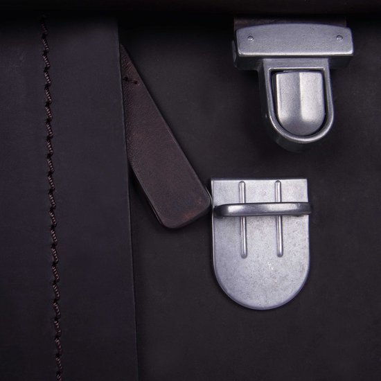 strellson Cuir Sac à épaule bandoulière Sac d'ordinateur portable pour ordinateur portable Brick Lane Messenger Dark Brown Brun