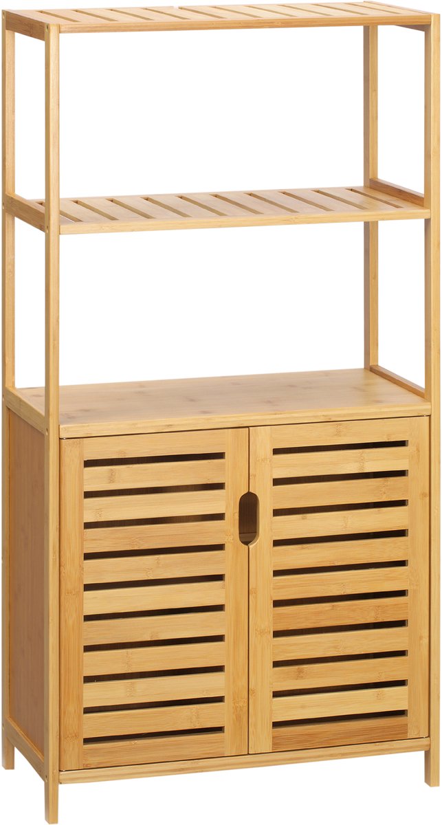 kleankin Badkamervloerkast Bamboe 60L x 30B x 120H cm Natuurhout