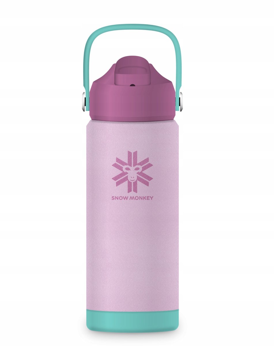 Snow Monkey Kids Thermos 530ml - Roze, BPA-vrij, 24u Koud/12u Warm