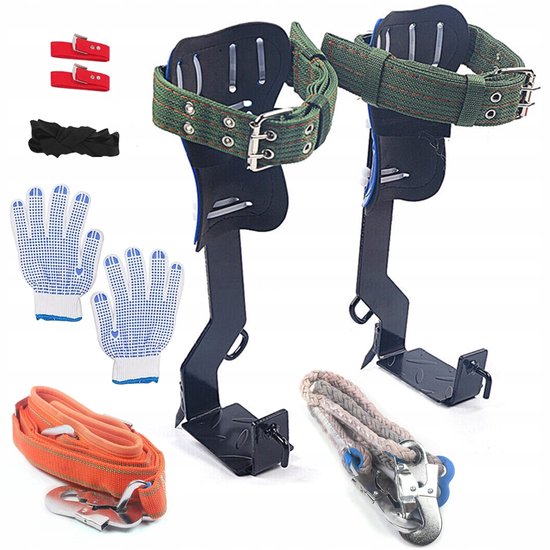 Tree Climbing Equipment Set, 1 Pair of Forestry Tree Climbing Equipment, 100 kg Attachment Rope, Crampons Climbing Tool with Safety Strap