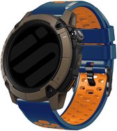 Strap-it Universel 24mm Bracelet de Montre Sport - Blauw/Oranje - Bracelet Siliconen avec Boucle - Compatible avec TicWatch Pro 5 Enduro, Coros Nomad, Coros Apex 4 46mm, Garmin Venu X1 - Montre intelligente & montre ordinaire