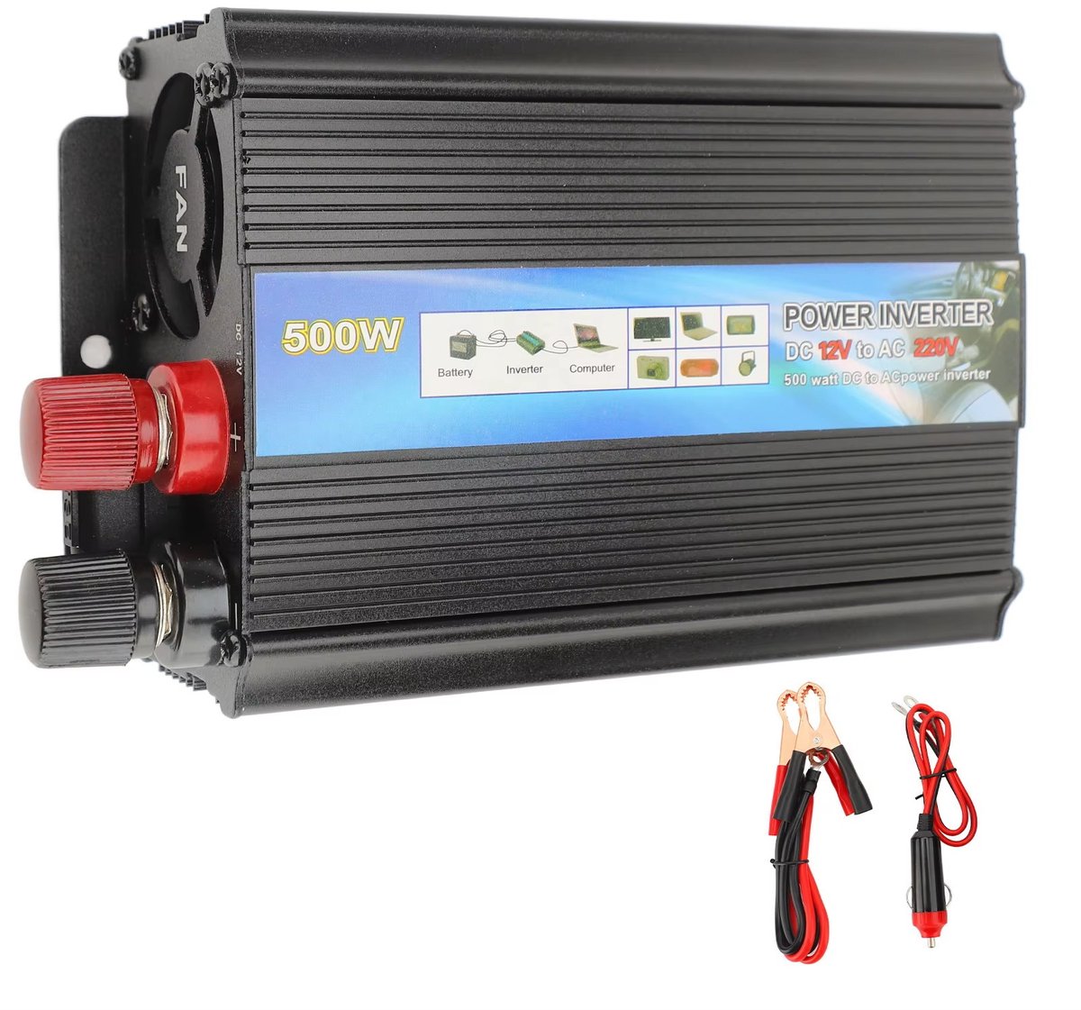 EAFC - Omvormer 12V Naar 220V / 230V - 500w Vermogen - Gemodificeerde Sinus - Spanningomvormer