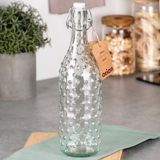Orion - Retro Glazen Fles - 1L - Clip Sluiting - Geschikt voor Naleven en Dranken van orion — afbeelding 2