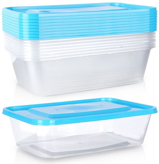 Tom Boîtes de rangement 600 Ml Transparent / bleu 20 pièces
