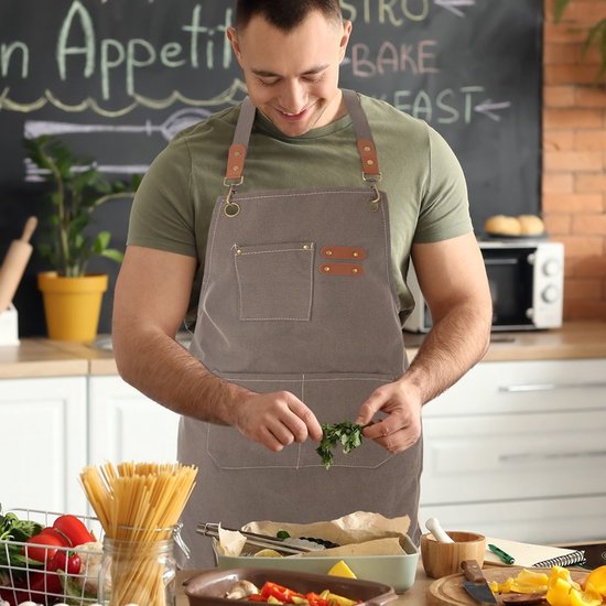 Tablier à Dos Croisé - Avec 2 Poches Latérales - Pour Cuisine, Peinture, Jardinage - Tissu Doux Et Respirant - Taille Unique Ajustable