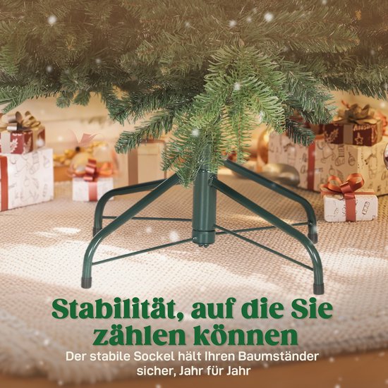 HOMCOM kerstboom kunstkerstboom dennenboom met bessen metalen voet PET