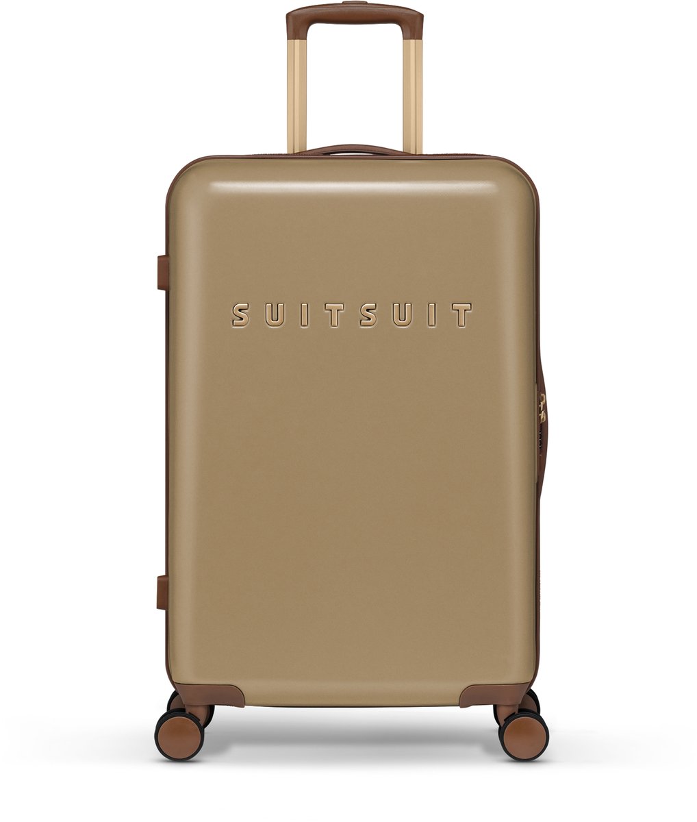 SUITSUIT Reiskoffer 66x43x24 - Reiskoffer met wielen - Lichtgewicht koffer - Veilig TSA cijferslot - 59L koffer inhoud - Fab Seventies Reiskoffers Cuban Sand - Bruin