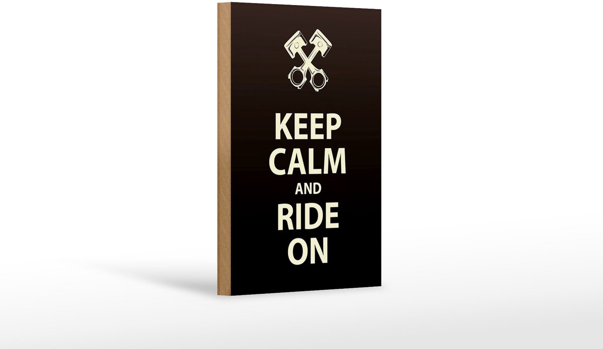 Holzschild Spruch 12x18cm Keep calm and ride on