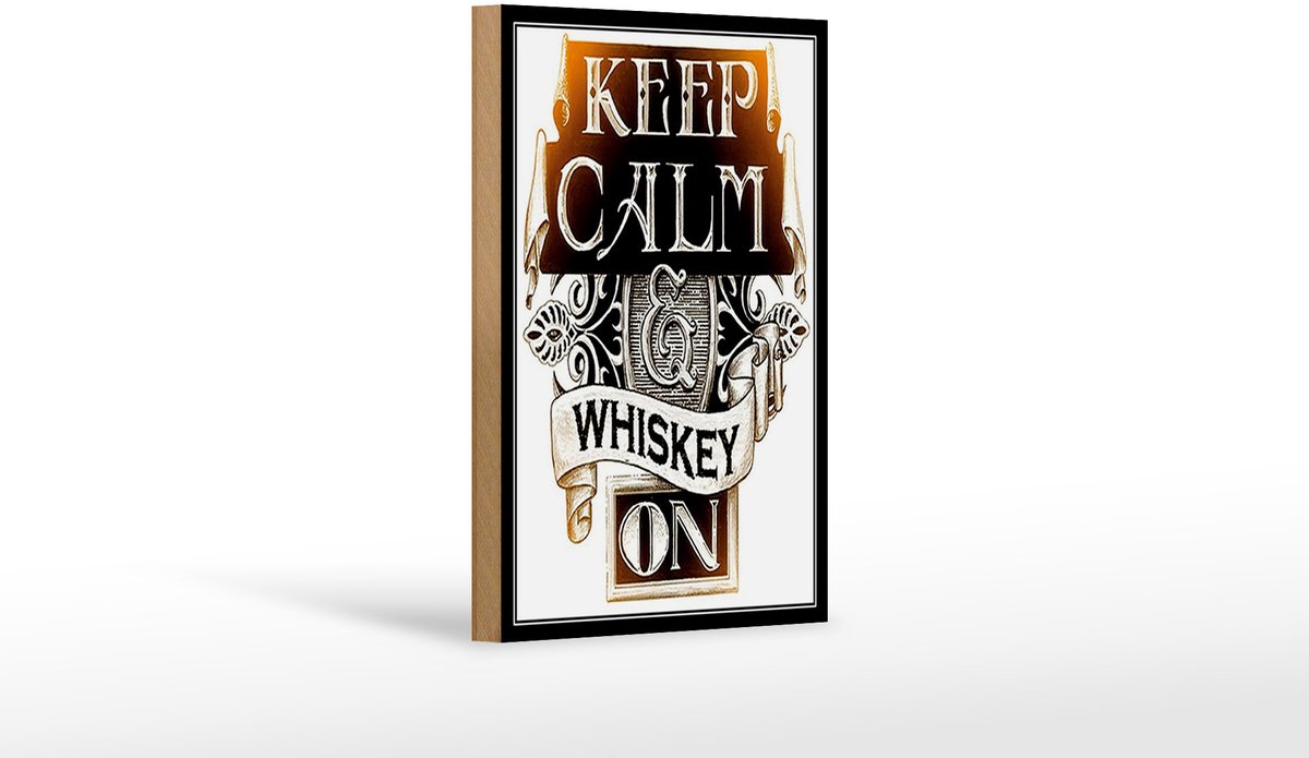 Holzschild Spruch 12x18cm Keep Calm Whiskey on
