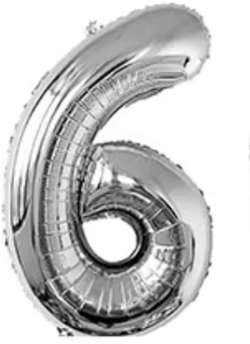 Ulanax - Cijferballon - Folieballon - 70cm - Zilver - Cijfer 6