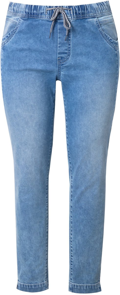 Ulla Popken - Dames - Jegging Sienna smalle pijpen elastische tailleband - Blauw denim - Maat 42