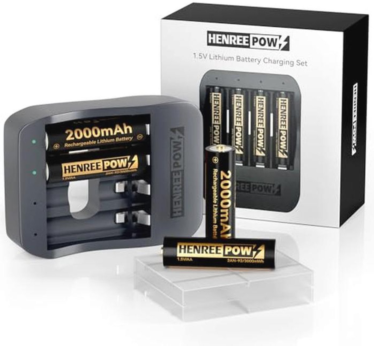 Oplaadbare AA Lithiumbatterijen 1.5V - Hoge Capaciteit 3000 mWh - 4-Pack