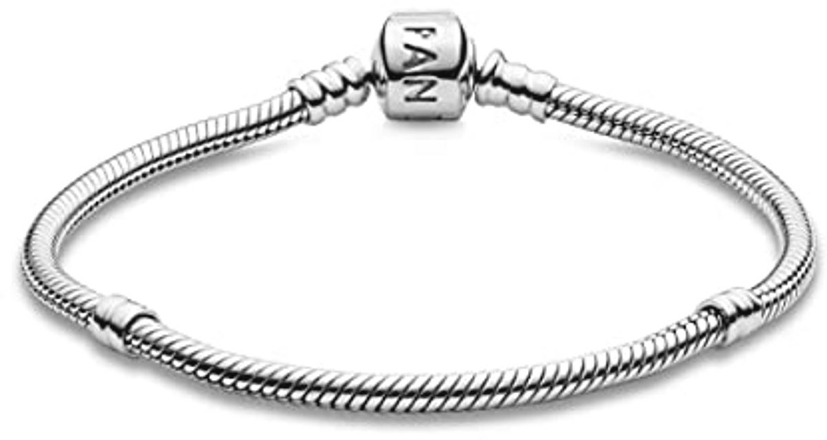 Elegant Schlangen-Gliederarmband met Zylinderverschluss van Sterling-Zilver, 20 cm, Compatibel met Charms