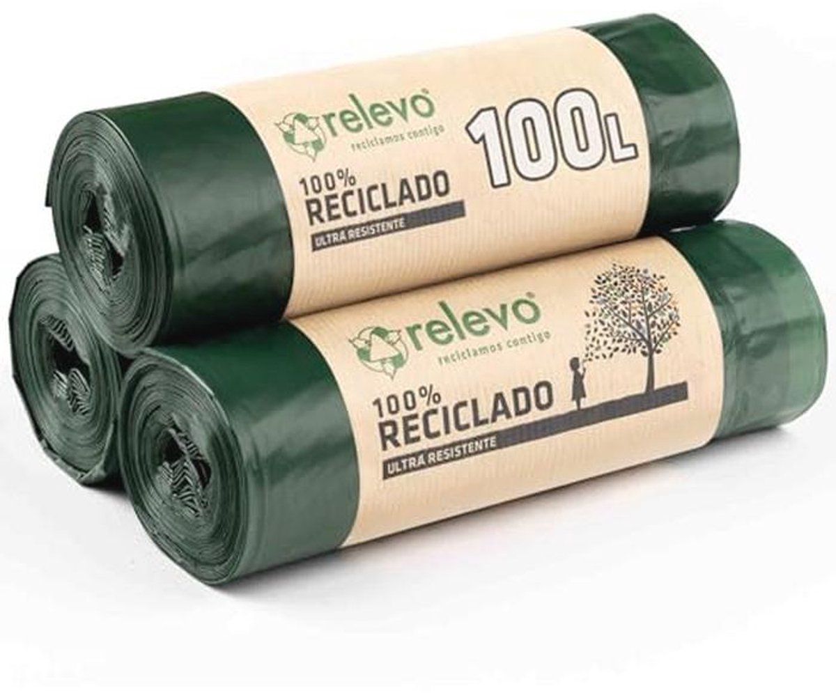 100% Gerecyclede Vuilniszakken Extra Sterk 100 L - 30 Stuks