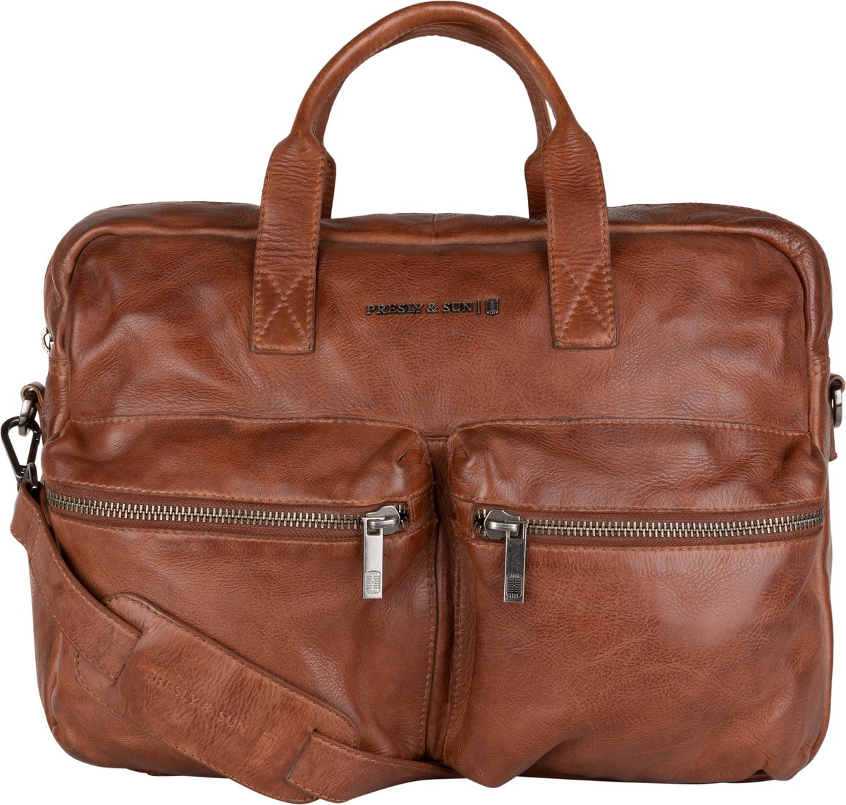 Presly & Sun Heren - Leren tas - Cognac