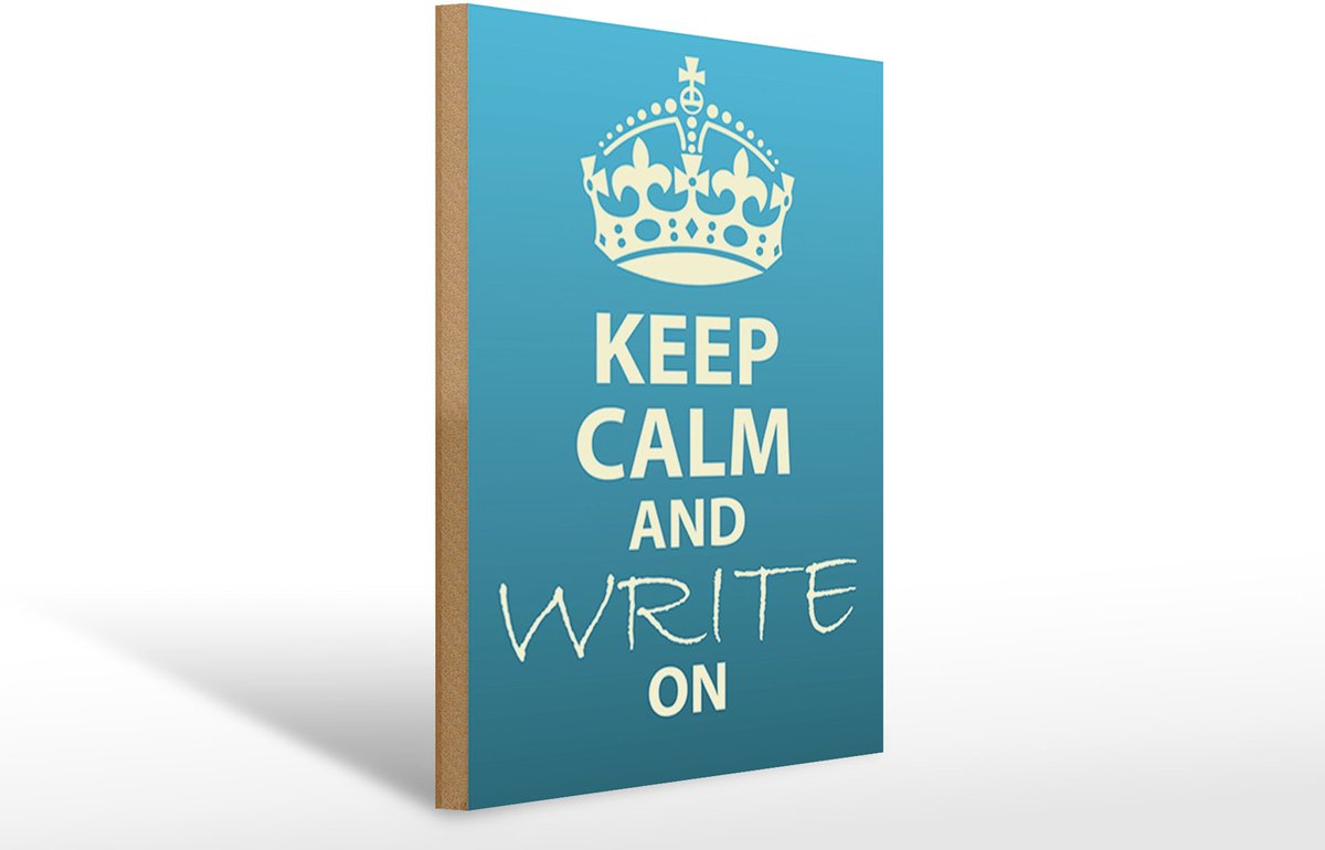 Holzschild Spruch 30x40cm Keep Calm and write on