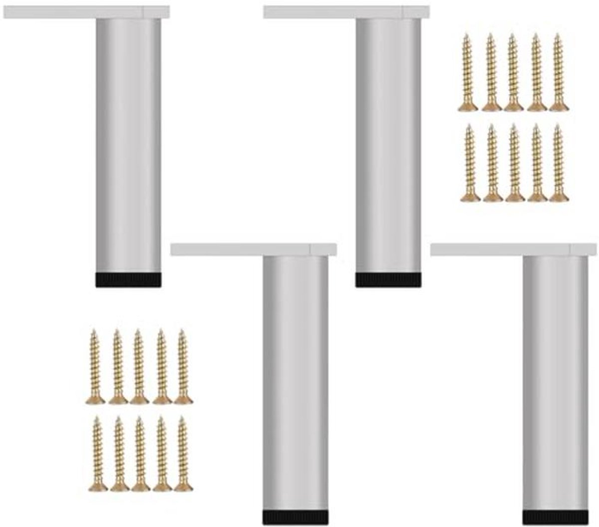 Verstelbare metalen meubelpoten voor salontafels en eettafels - 4 stuks, hoogte 30-30,8 cm