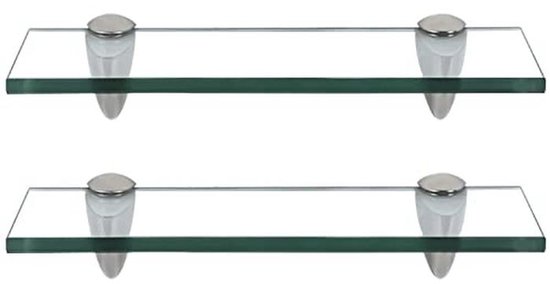 Randaco Glazen legplank met wandhouder, matglas met 8 mm ESG-veiligheidsglas en houder, perfect geschikt als doucheplank/badkamerplank voor badkamer, keuken, balkon, 20 x 10 x 0,8 cm, 2 stuks