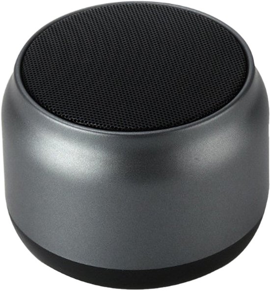 Draagbare Bluetooth-luidspreker grijs, compact kunststof, krachtig basgeluid, 4 uur speeltijd, draadloos, mini
