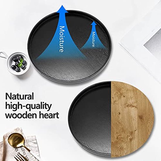 Zwart rond houten dienblad 33 cm kopen? Slim gekozen