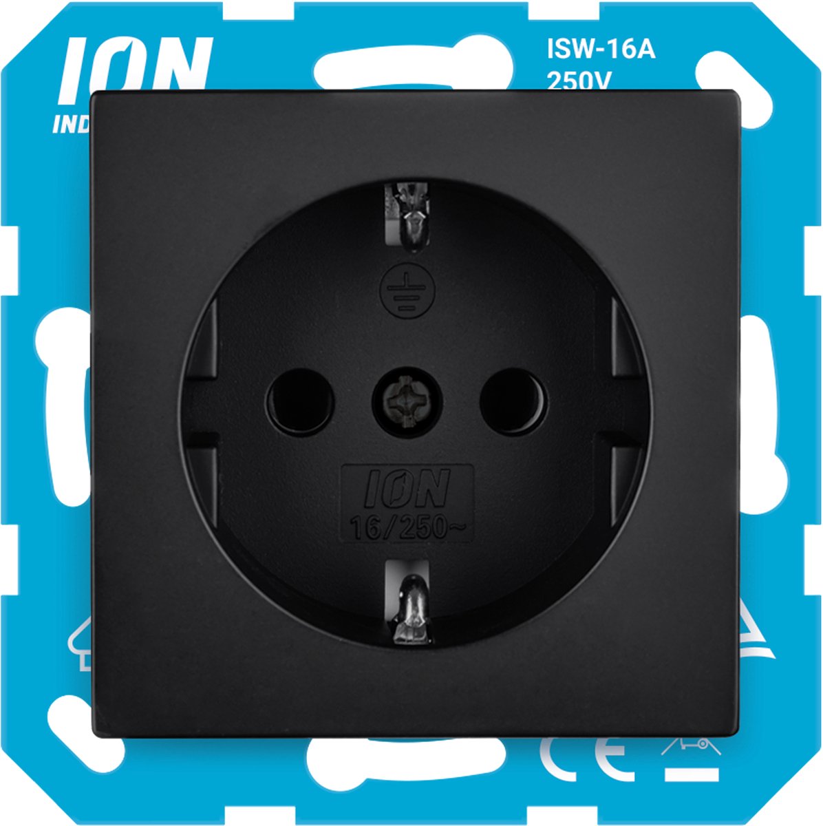 ION Industries V1/J1 contactdoos - inbouw - 1-voudig - randaarde - met aanraakbeveiliging - mat zwart