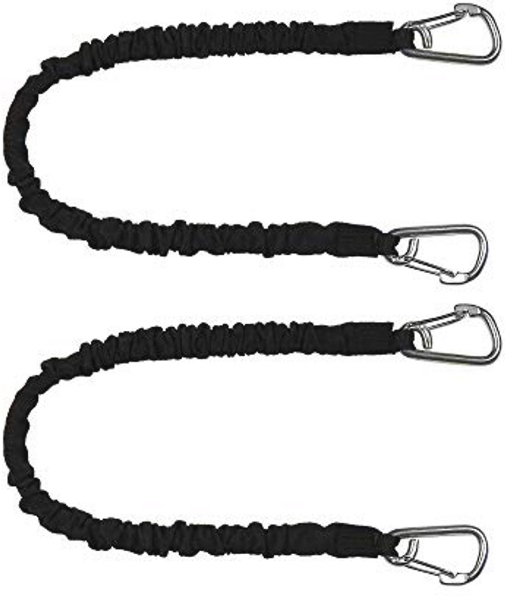 Krachtige Bungee Lijn Snubber en Opslag Bungee - 2-Pack - 24" met Medium Haken, Zwart