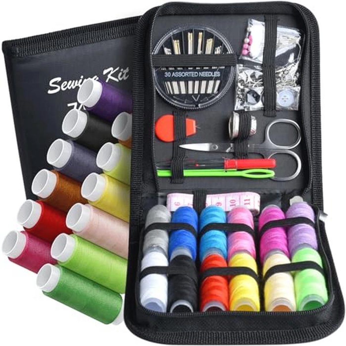 Draagbare Mini Naaikit met 74 Stuks - Perfect voor Thuis, Reis en Noodreparaties