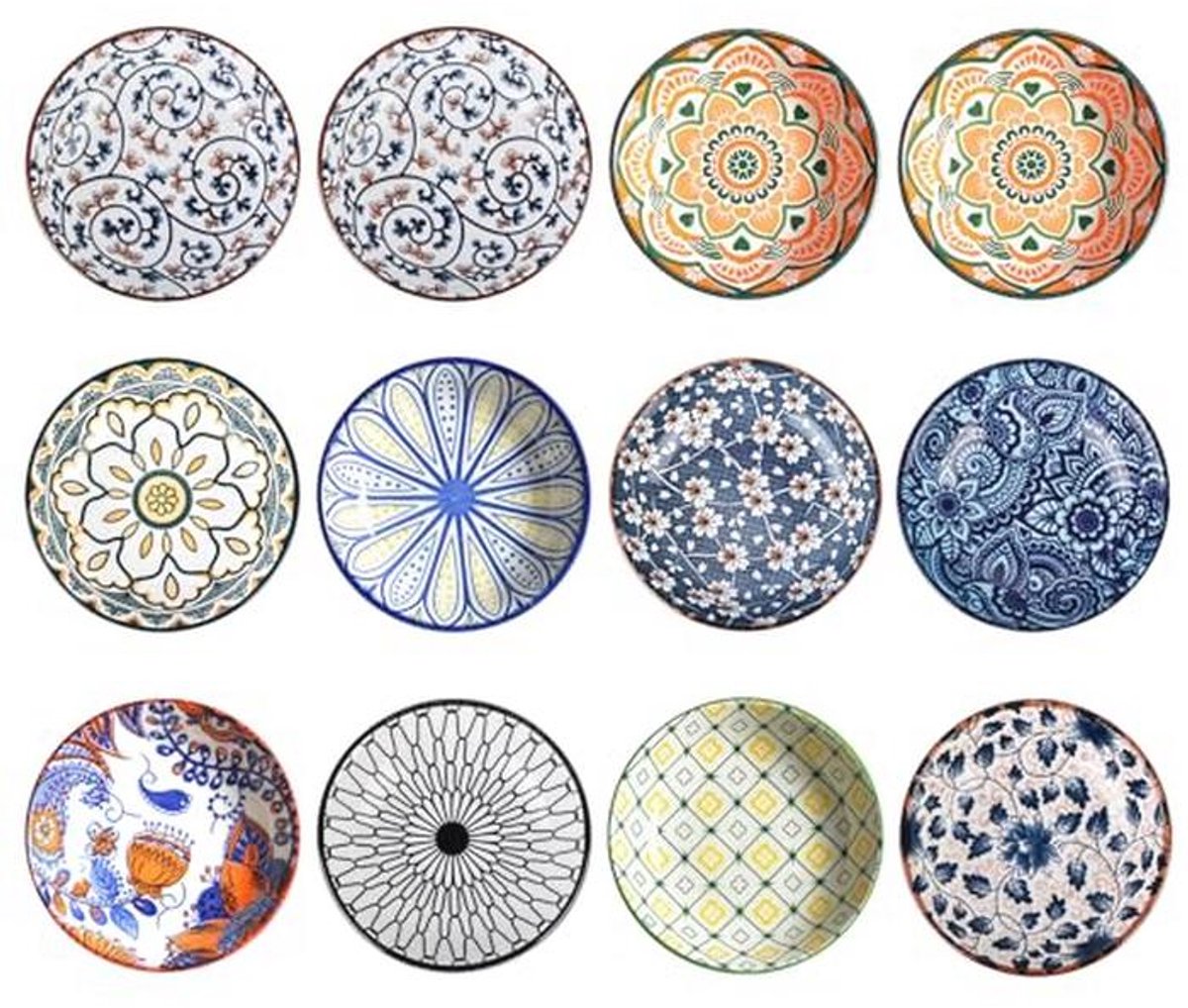 Kleine Keramische Dipschalen Set van 12 - Perfect voor Snacks en Dips