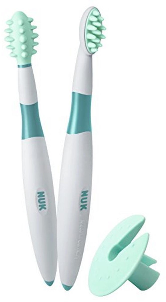 Baby tandenborstel leerset 2-delig met poetsstift en poetstrainer