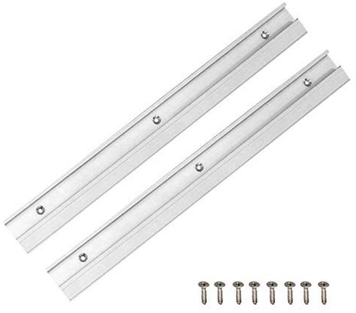 T-track voor houtbewerking, 2 stuks, 400 mm, verstekrail met zelfklevende schroeven