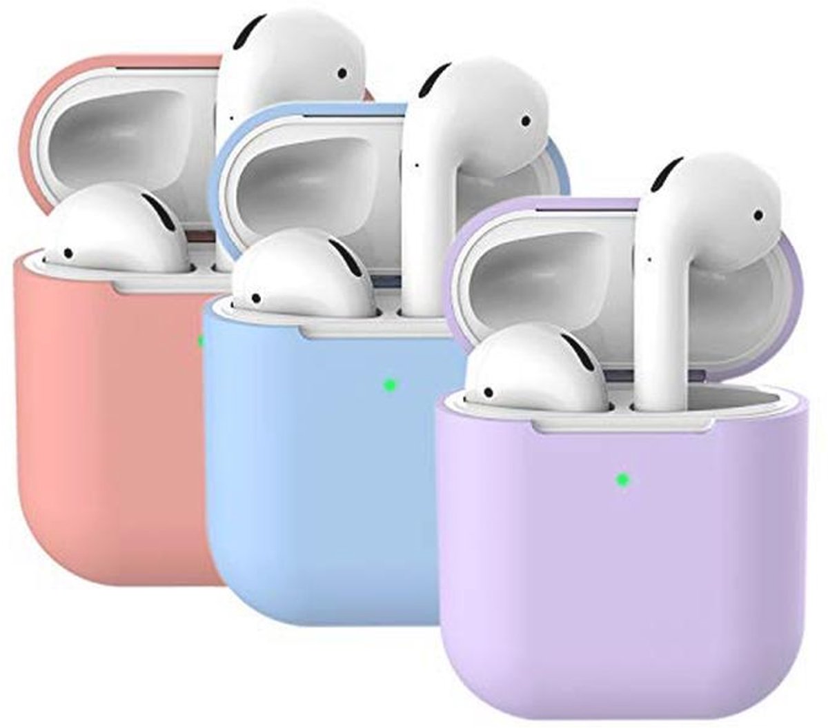 Siliconen Hoesje voor AirPods 2 - Schokbestendige Beschermhoes in Koraal, Paars en Hemelsblauw (3 stuks)