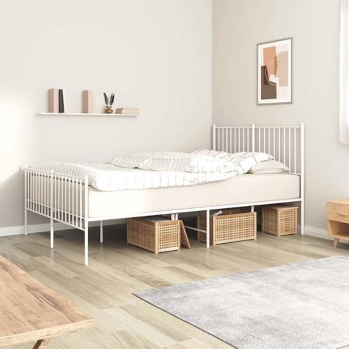 Bedframe met hoofdbord en voetbord 140x200 cm - Robuust metalen bed