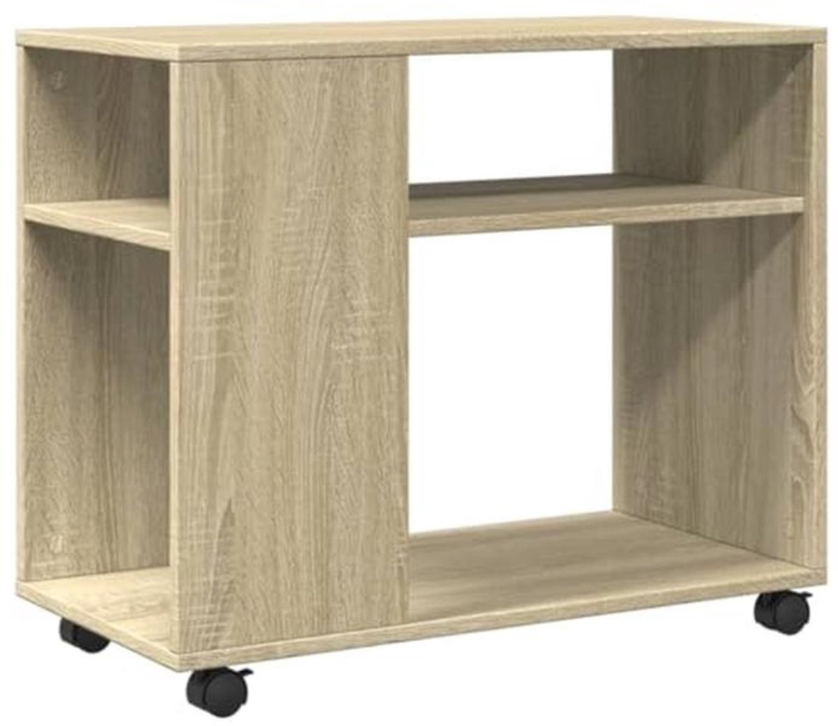 Bijzettafel met Wielen 70x35x60 cm - Houten Sonoma Eiken Koffietafel voor Woonkamer
