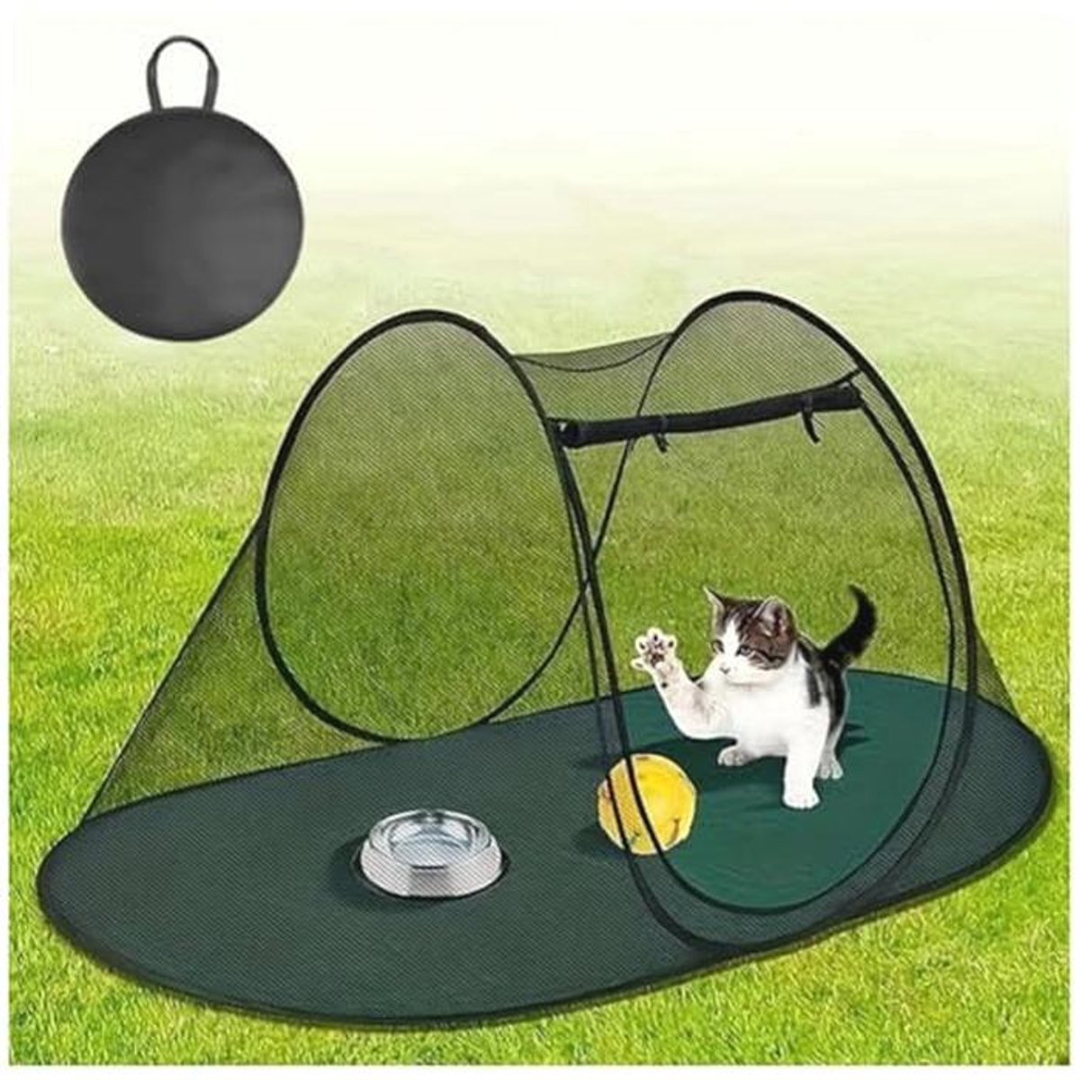 Opvouwbare Outdoor Huisdier Tent met Twee Deuren en Draagtas - Ideaal voor Kittens, Puppy's en Kleine Dieren