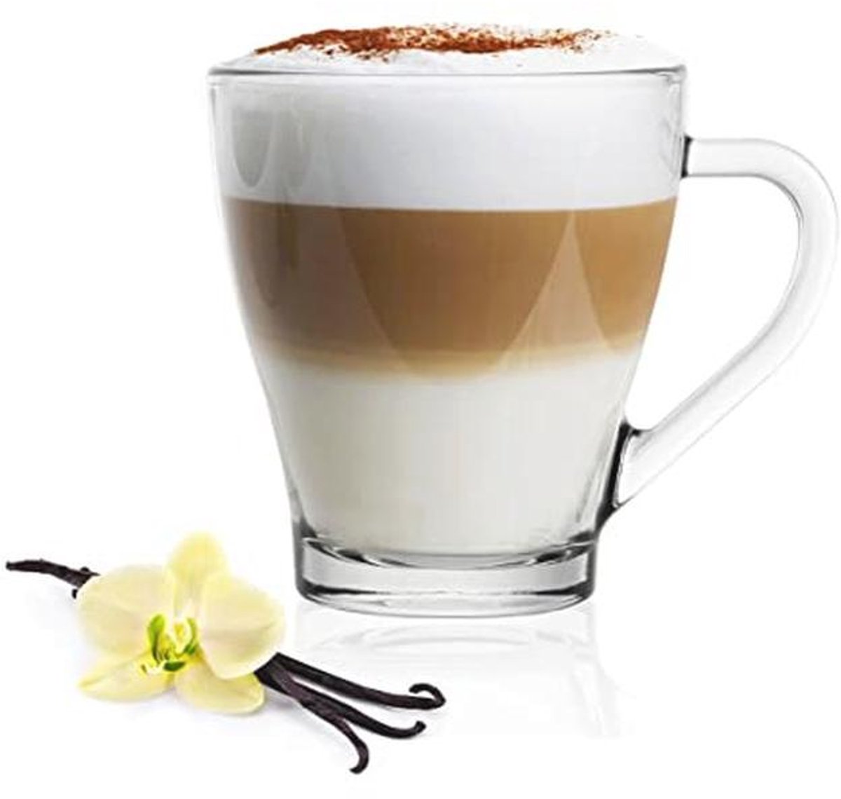 Set van 6 cappuccino glazen met lepels - 250 ml