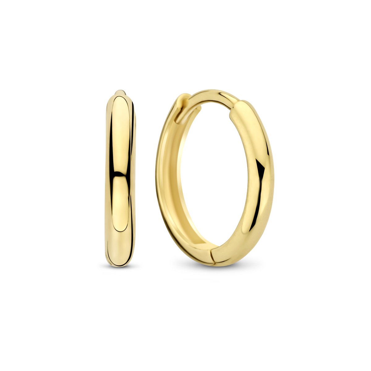 New Bling - 9NBG-0947 - 14K geelgouden oorbellen – 12 mm – glad design