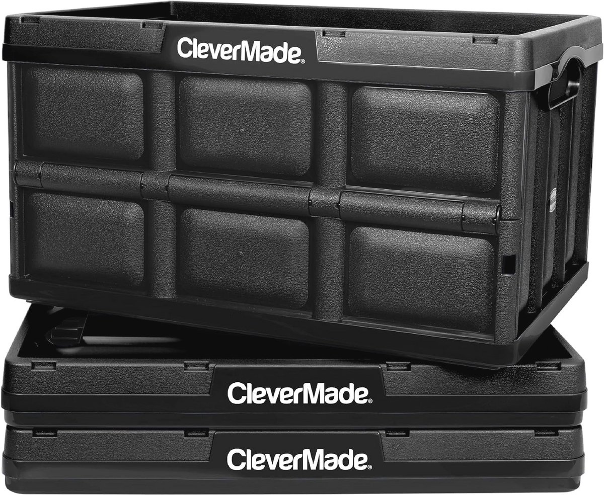 Opvouwbare opbergbakken 3-pack - 46L Stapelbare Heavy Duty Kratten voor Thuis