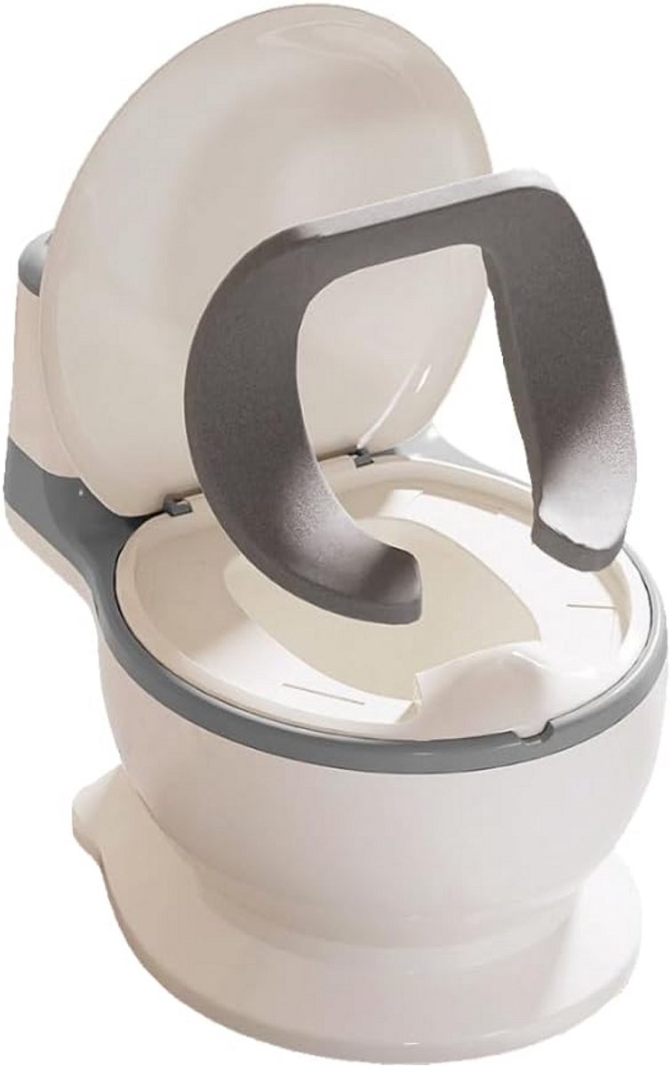 Potje voor kinderen met geluid, comfortabele toilet leerhulp voor peuters in wit/grijs
