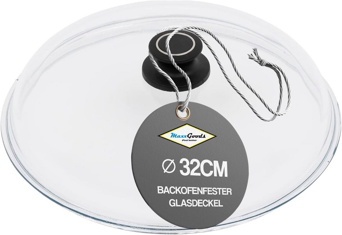 Glazen Deksel Diameter 32 cm met Knop en Automatisch Ontluchtingsventiel - Ovenbestendig tot 260 °C