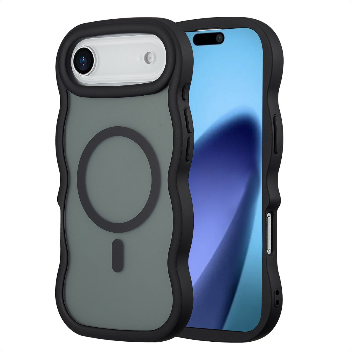 Selencia Wavy Case - Golvend Hoesje geschikt voor Apple iPhone 17 Air - Zwart