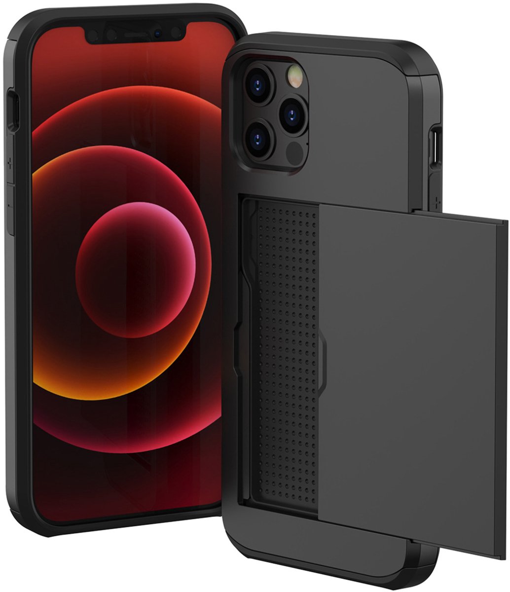 imoshion Hoesje met Pasjeshouder - Geschikt voor Apple iPhone 12 Pro Max - Zwart