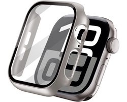 Hoesje Full Cover - Geschikt voor Apple Watch 10 / 11 / 12 - 46 mm - Screen protector - Case/Cover - Beige