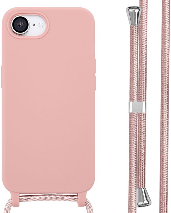imoshion Hoesje - Geschikt voor Apple iPhone 17e / 16e - Siliconen hoesje met koord - Sand Pink