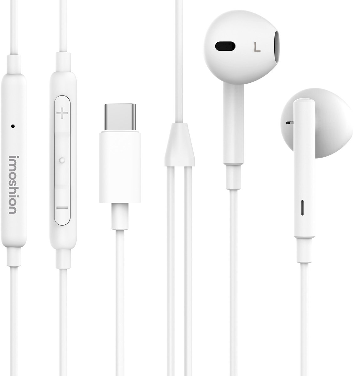 iMoshion Oordopjes - Oortjes met Draad en Microfoon - Earbuds met USB-C aansluiting - Wit