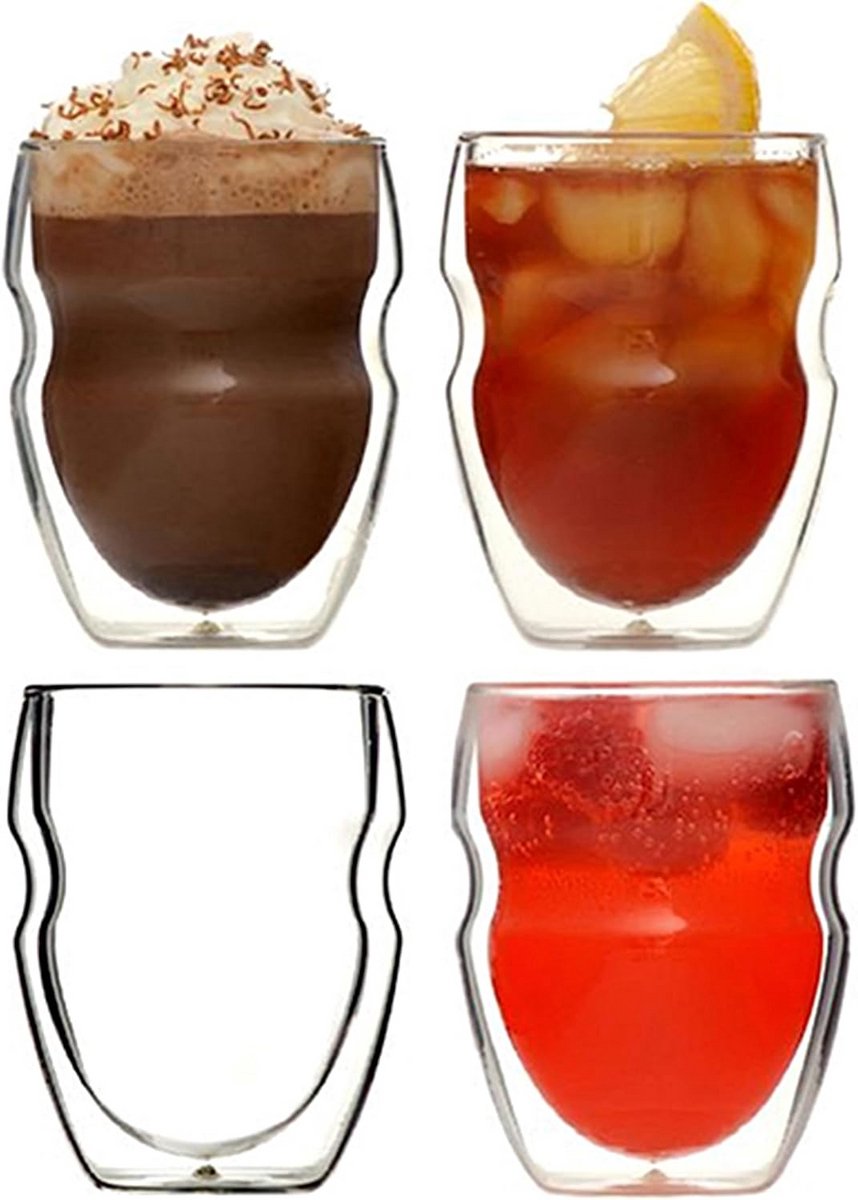Dubbelwandig thermoglas met zweefeffect - Set van 4, 0,24 L