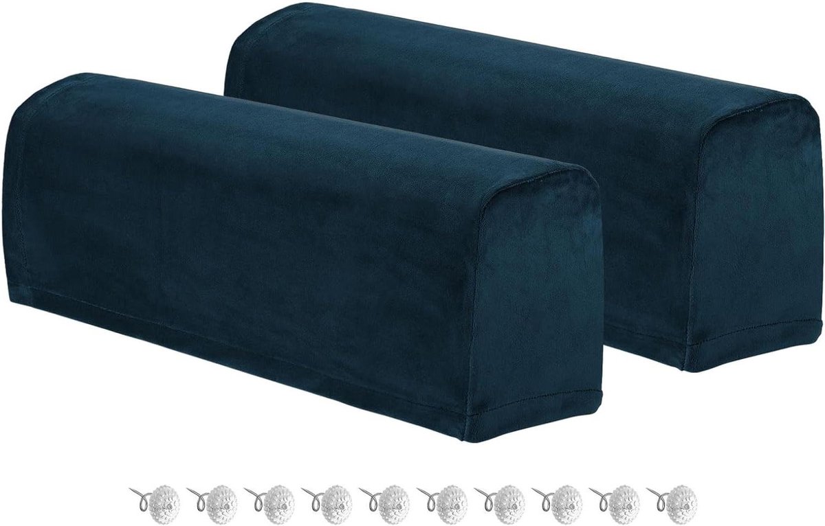 Allecta - Armleuninghoezen, zachte bankhoes, antislip, marineblauw, 2 stuks