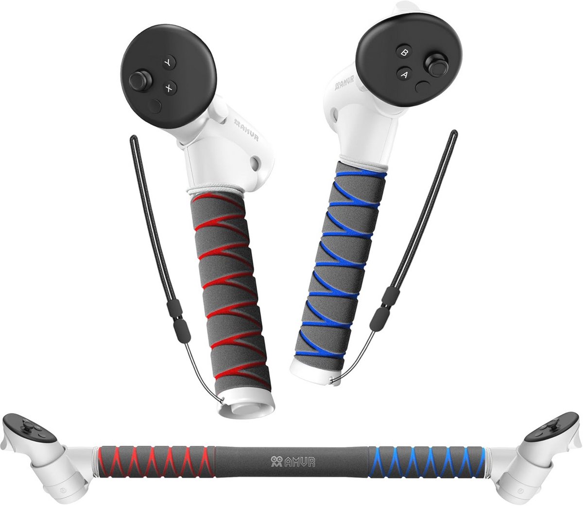 Extensible 3 in 1 Controller Grip voor Quest 3 - Lange Armen voor Gorilla Tag en Beat Saber