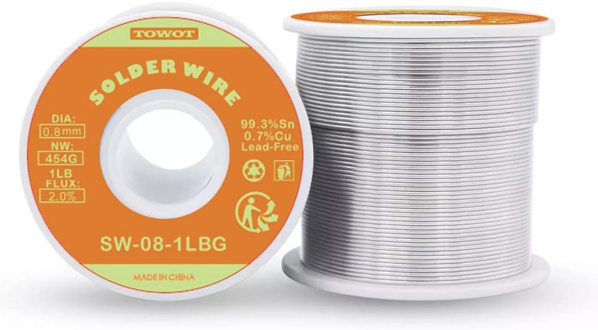 Loodvrije Soldeertin voor Elektrische Solderen en DIY - Sn99.3% Cu0.7% (0.8mm, 1LB)