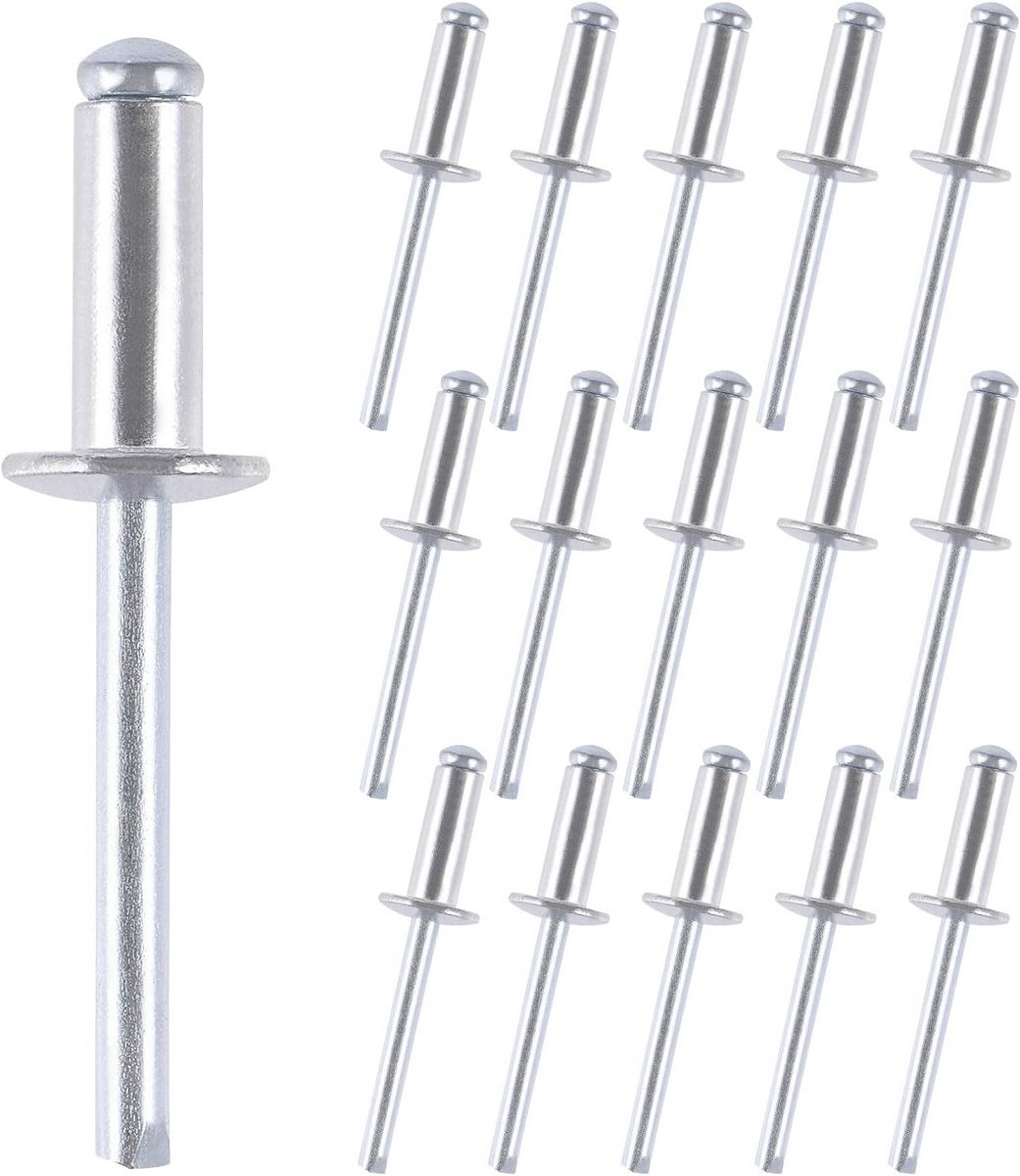 150 stuks blindklinknagels 4,8 x 16 mm aluminium met grote flens voor metaal, kunststof en hout